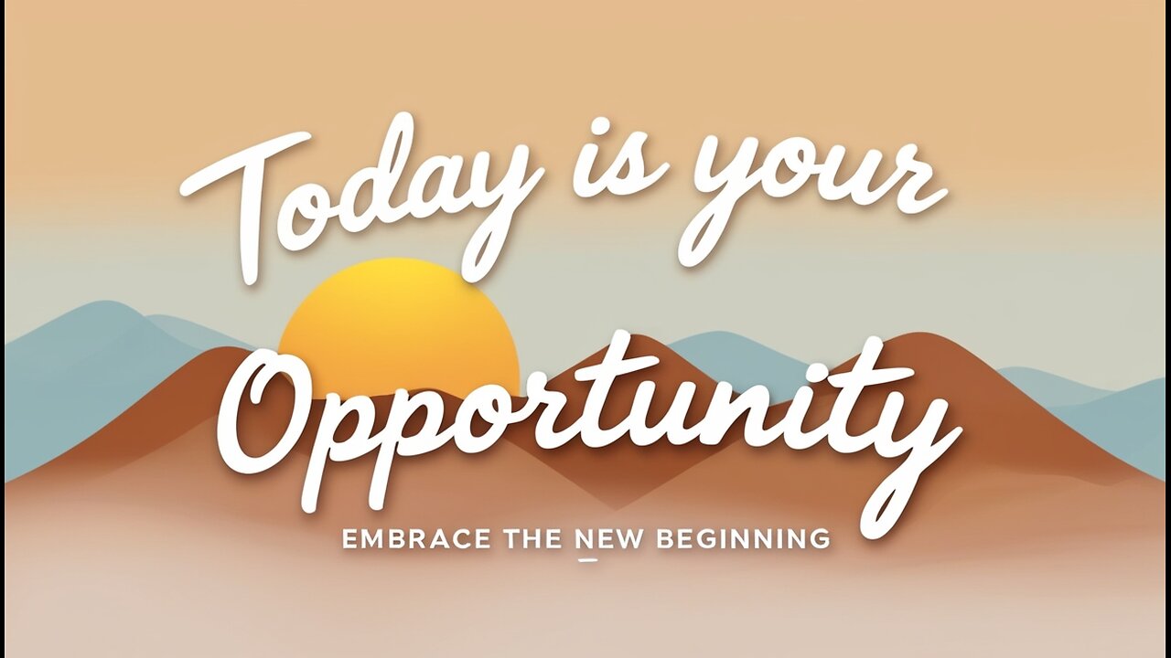 "Today is Your Opportunity: Embrace the New Beginning"