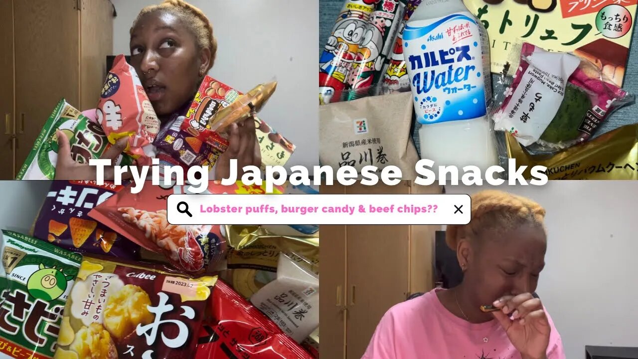 Trying Japanese Snacks | Lobster puffs, burger candy & beef chips ??