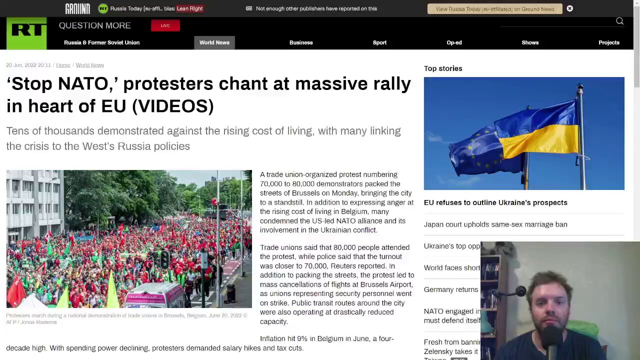 80k protesters marched in Brussels to protest high cost of living as well as the Ukraine conflict