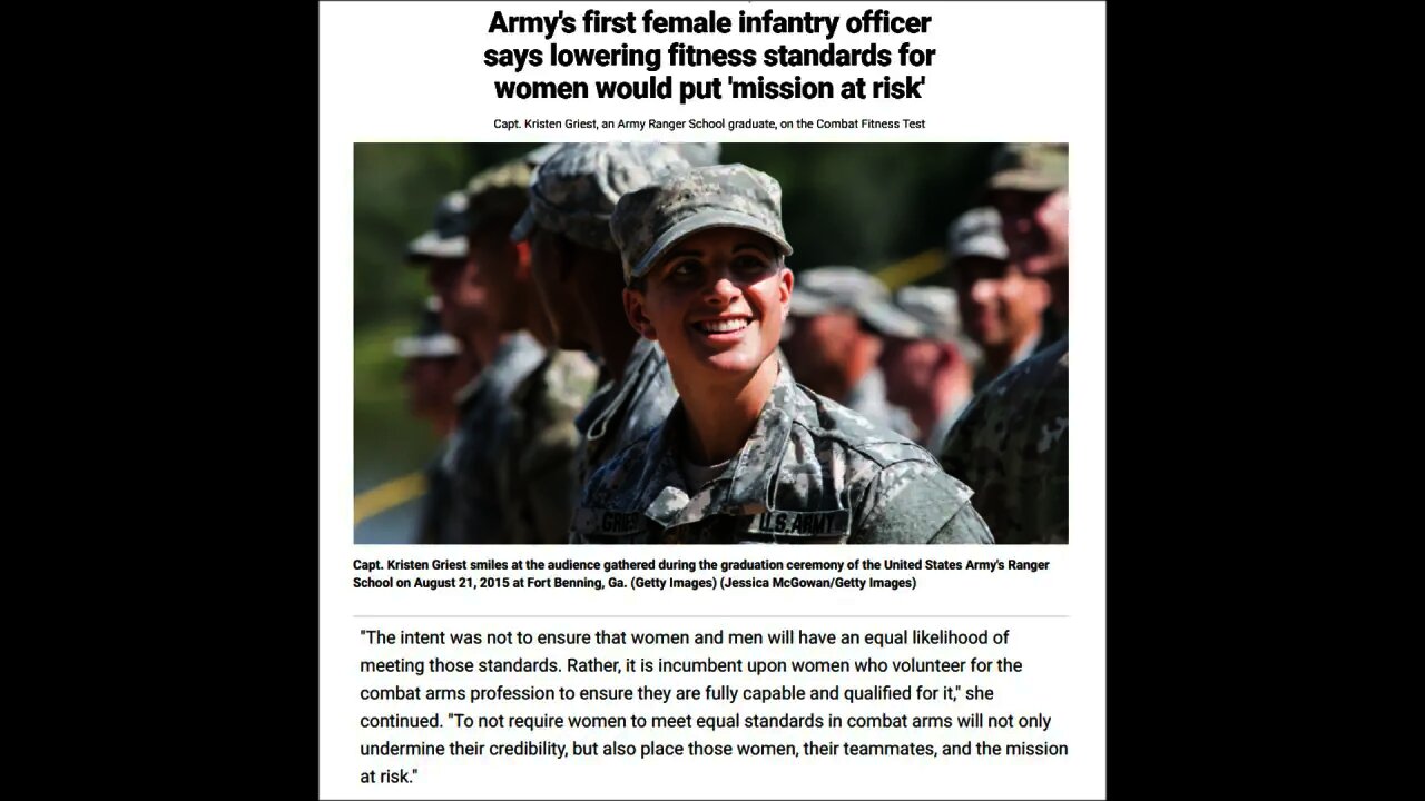 Military & Police Standards Shouldn't Be Lowered For Women