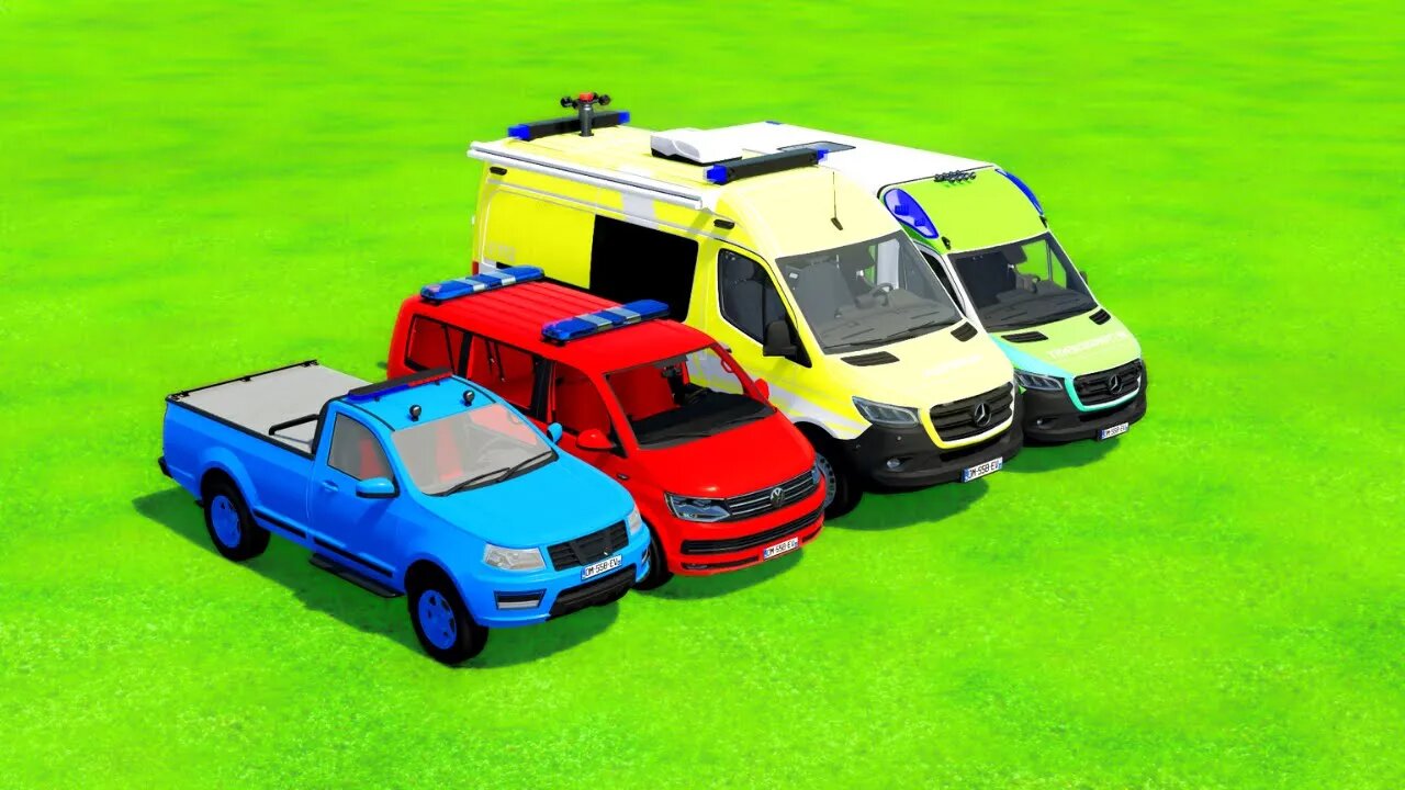 DACIA, VOLSKWAGEN, AUDI POLICE CARS and MERCEDES, FORD AMBULANCE EMERGENCY TRANSPORT ! FS22