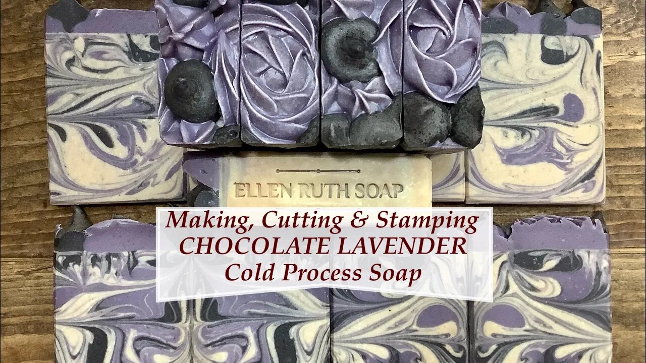 Making GOAT MILK CHOCOLATE LAVENDER w/ Hanger Swirl & Frosting Piping | Ellen Ruth Soap