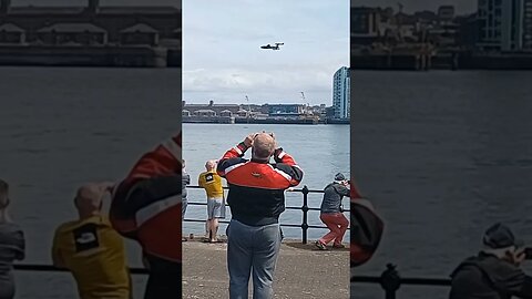 military planes low flight show off over Mersey river by Liverpool