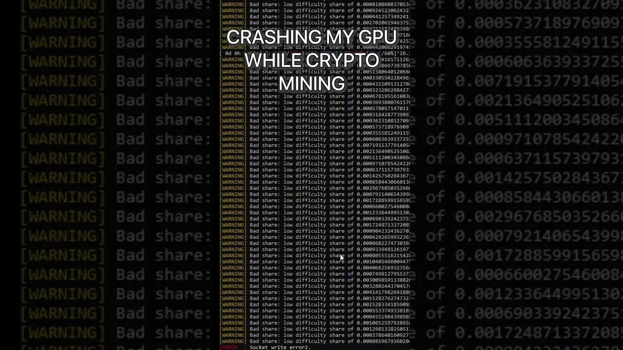 I Crashed My GPU While Mining Crypto #shorts #cryptomining