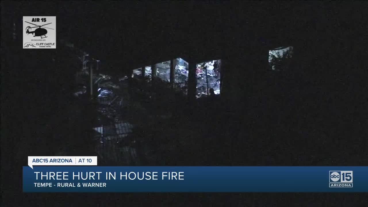 Three hurt in house fire in Tempe