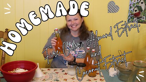Straining Homemade Fire Cider, Almond Extract, and Coconut Extract.