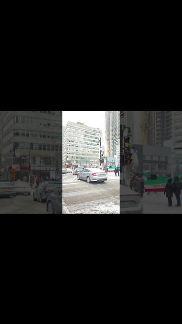 Philipps Square Iranian Rally during Snowfall