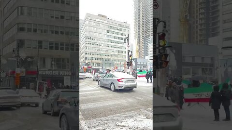 Philipps Square Iranian Rally during Snowfall
