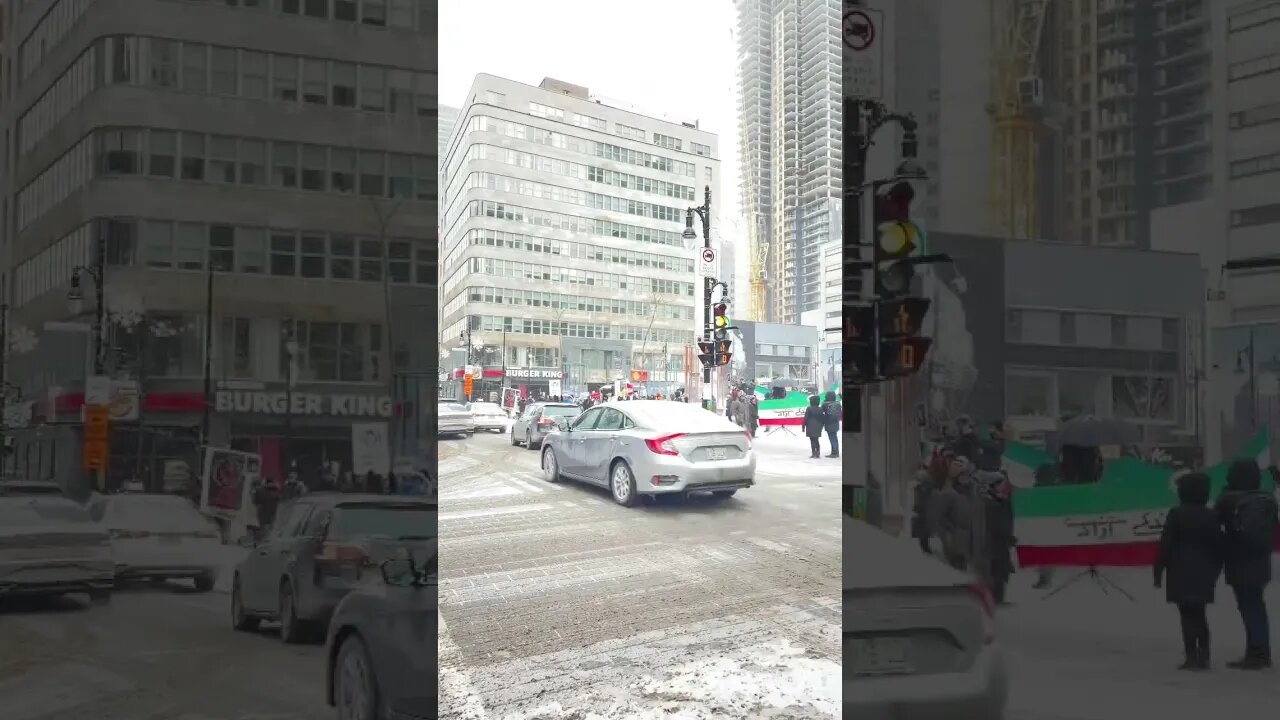 Philipps Square Iranian Rally during Snowfall