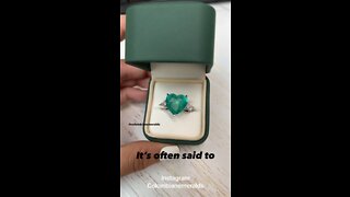 Huge 12 Carat top quality heart Colombian emerald and diamond pear ring in 18K white gold