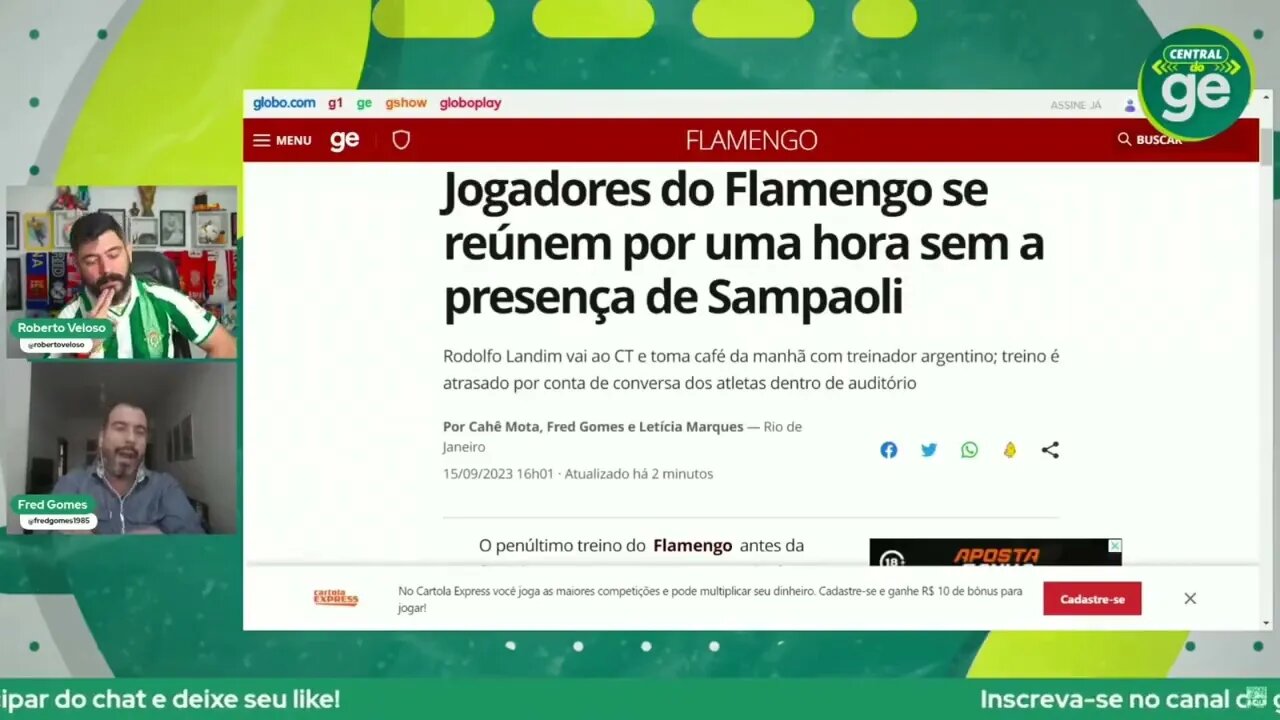 🔴⚫ Há dois dias da final, jogadores deixam técnico fora da reunião.