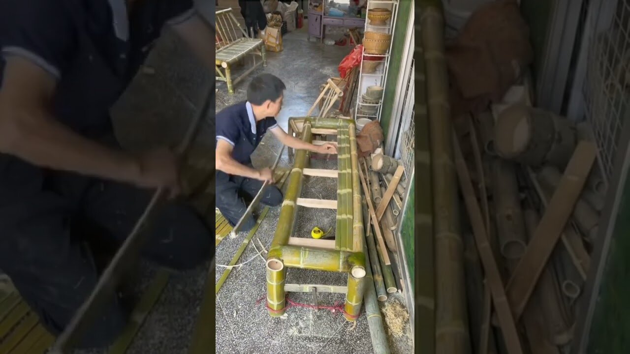 Let's Learn To Make A Beautiful Bamboo Bench In Just One Minute #farmya #satisfying