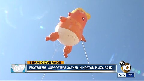 Trump protesters, supporters gather at Horton Plaza