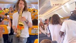 Dude With Saxophone Sets The Tone For Flight To Ibiza