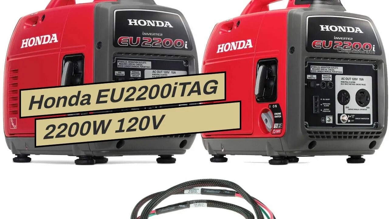 Honda EU2200iTAG 2200W 120V Portable CO-Minder Inverter Generator Bundle with Parallel Cables