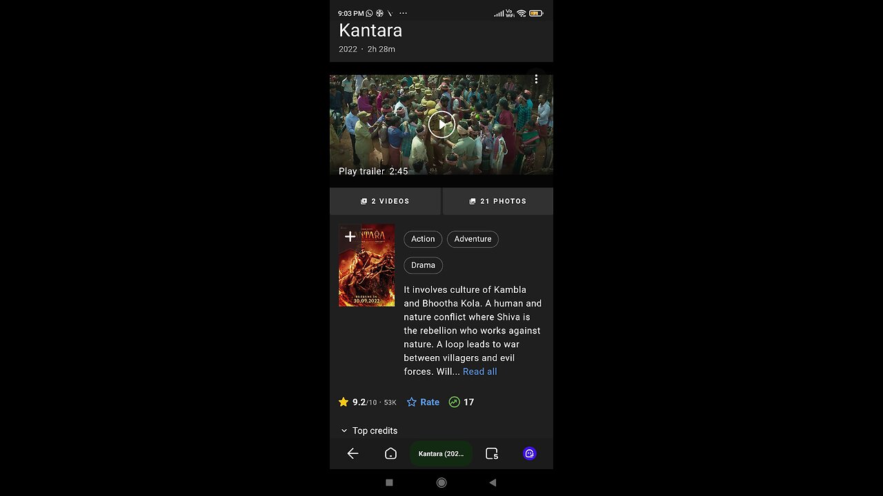 Kantara Movie Got 99 Percent Ratings On Bookmyshow With 50K Plus Votes,