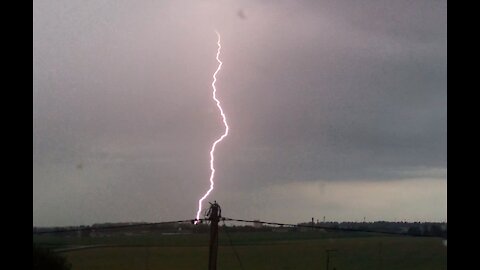 Lightning filmed with a phone camera.