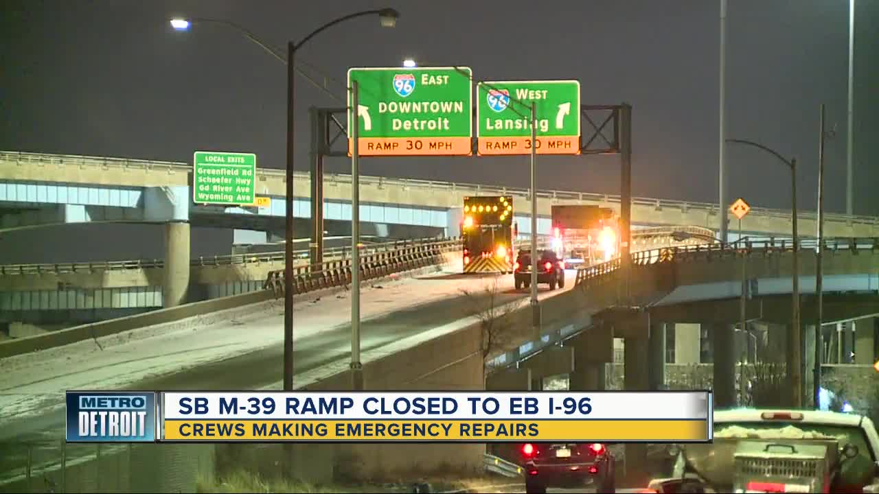 SB M-39 ramp closed to EB I-96