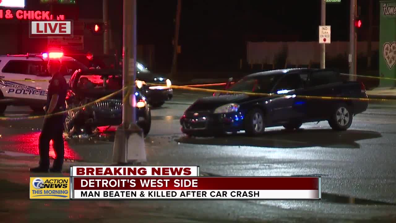 Man beaten to death after car crash on Detroit's west side