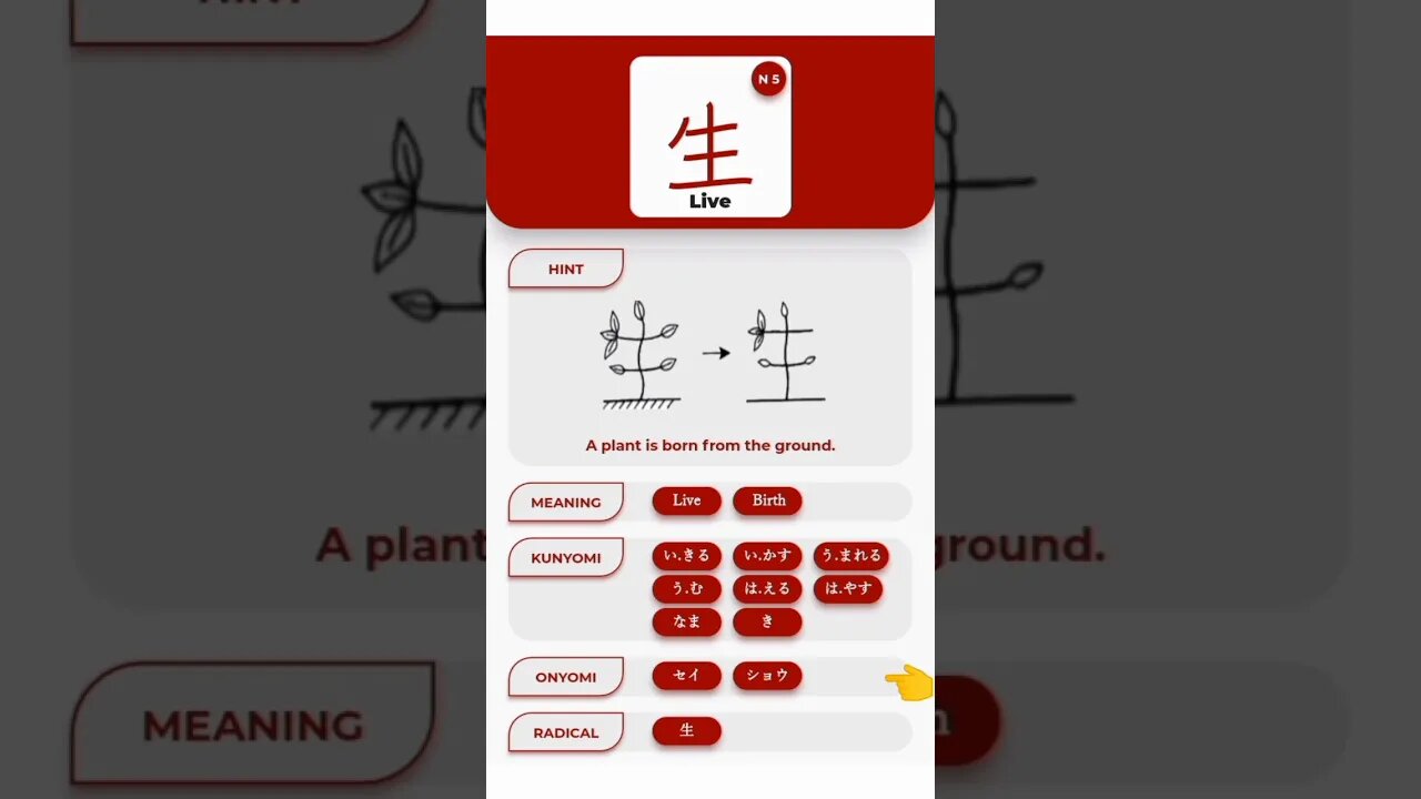 Japanese Kanji Alphabet Describe | "生" | Let's Start Learn Kanji
