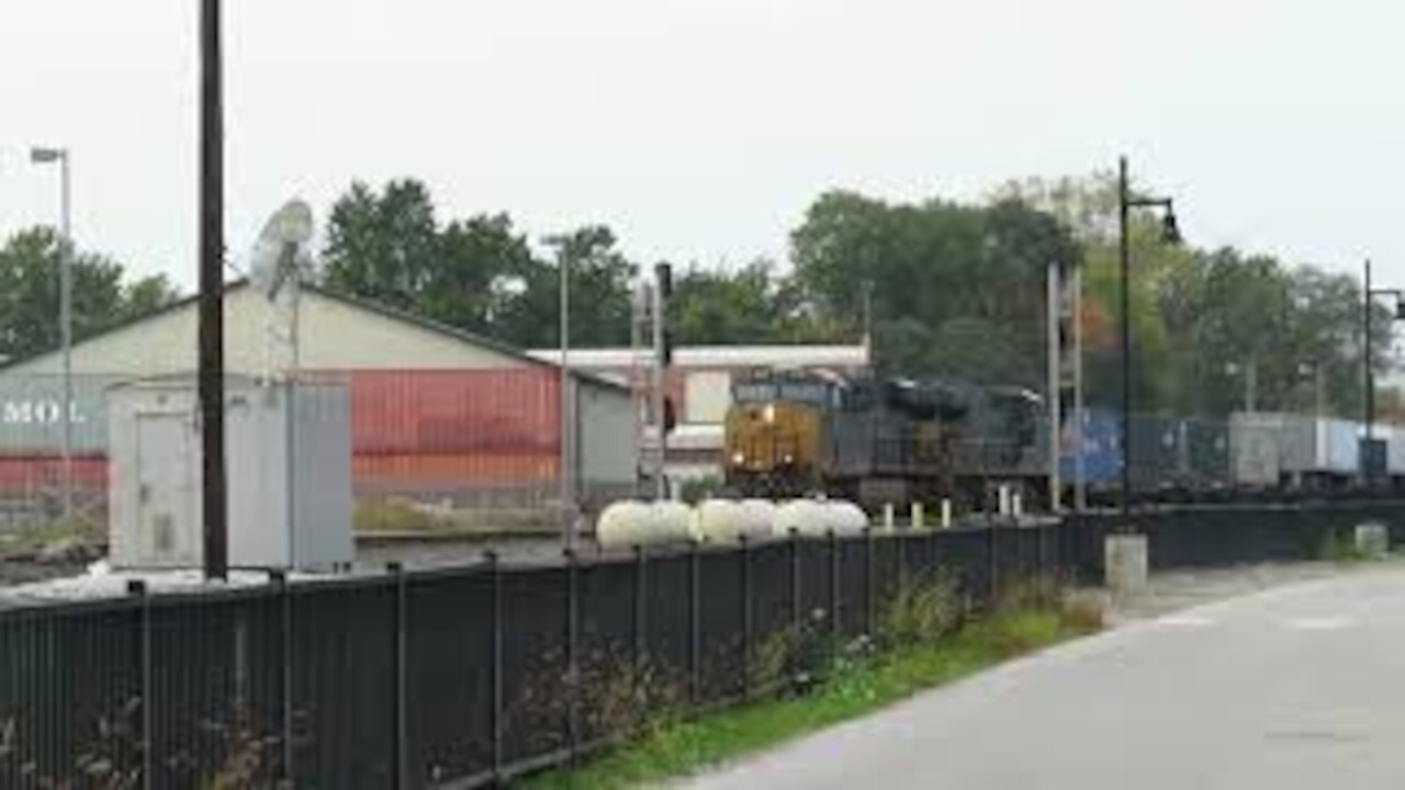 CSX Q010 Intermodal Double-Stack Train with DPU from Fostoria, Ohio October 10, 2020