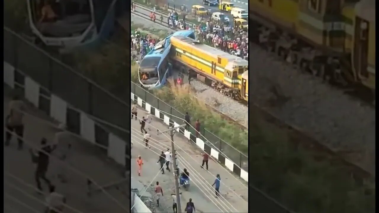 Train 🚊 crashed into RBT in Ikeja Lagos 💔💔🥴 #shorts #viral #subscribe #shortvideo #reels