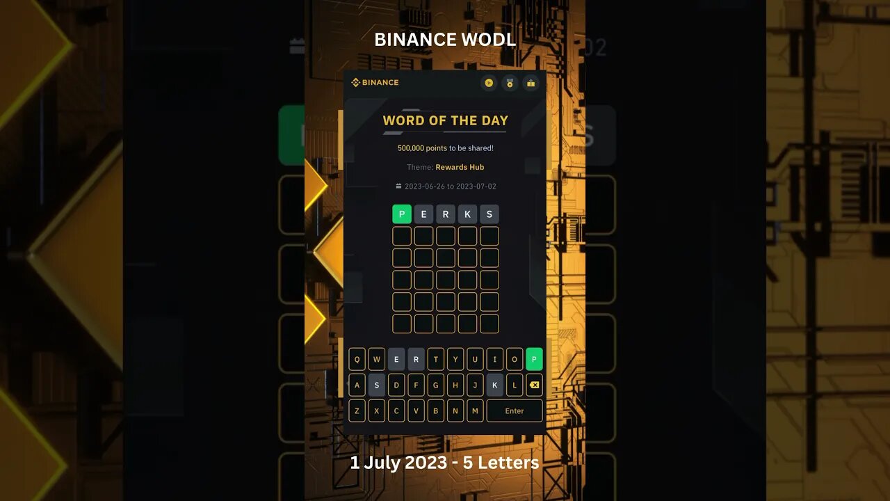 Binance WODL | 5-Letter s| Rewards Hubs | 1 July 2023 #binance #wodl #bitcoin #ethereum