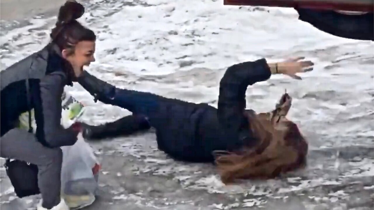 Funny People Slipping On Ice Compilation - Part 1