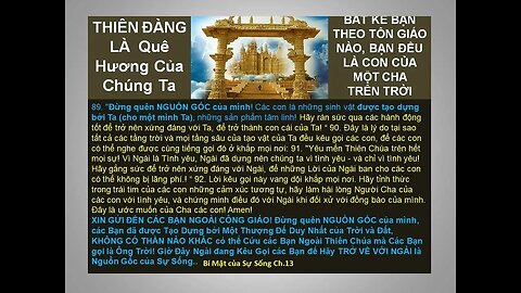 THIÊN CHÚA CHA BAN CHO TOÀN THỂ NHÂN LOẠI BỐN CHỈ DẪN CUỐI CÙNG!.(Lorena)