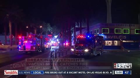 Vacant hotel catches fire in downtown Las Vegas