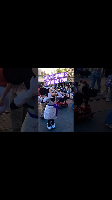 Minnie Mouse working the crowd before the parade #disneyland #minniemouse #magichappens