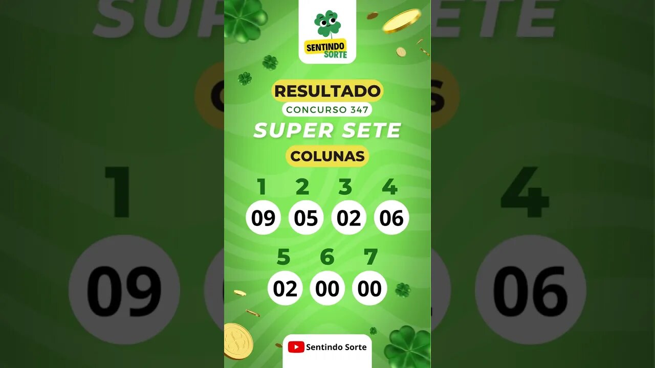 🍀 Resultado SUPER SETE 347 | Sentindo Sorte #shorts