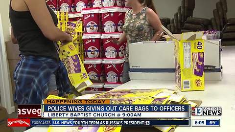 Police wives putting together care bags
