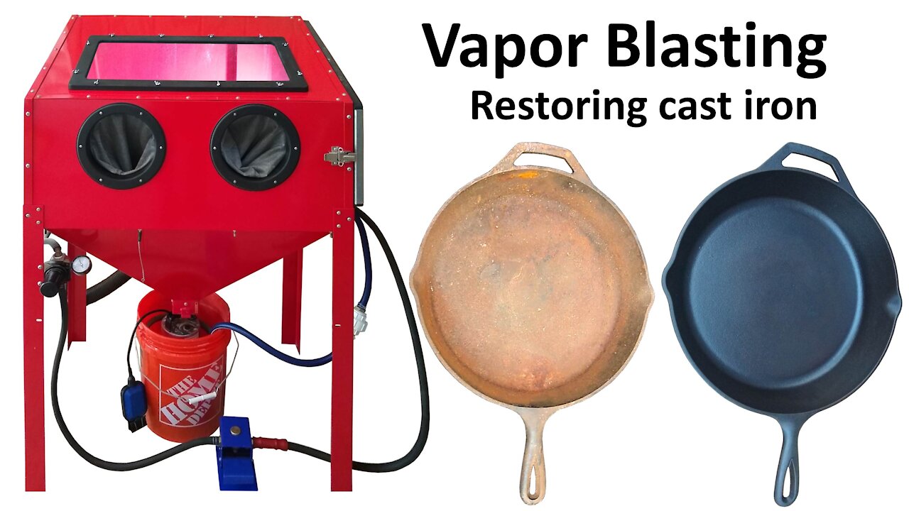 DIY Vapor Blasting / Honing Restoring A Rusty Cast Iron Skillet using Garnet media