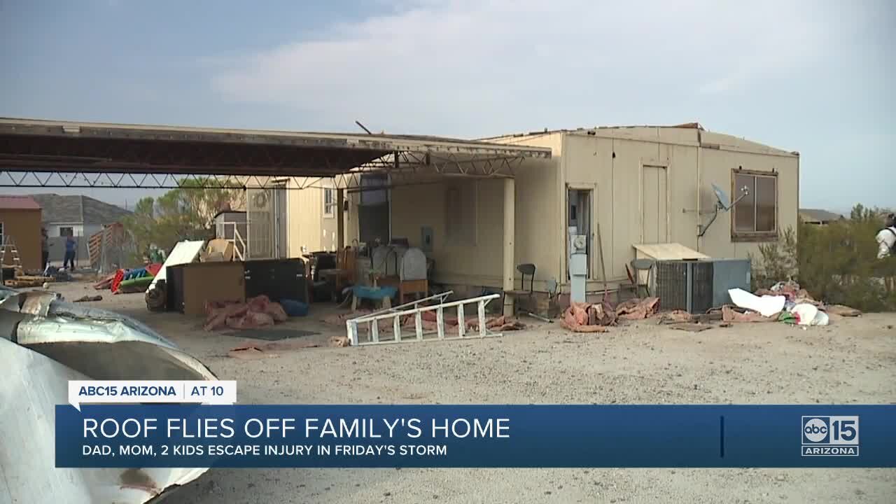 Winds rip roof off Queen Creek home with family inside