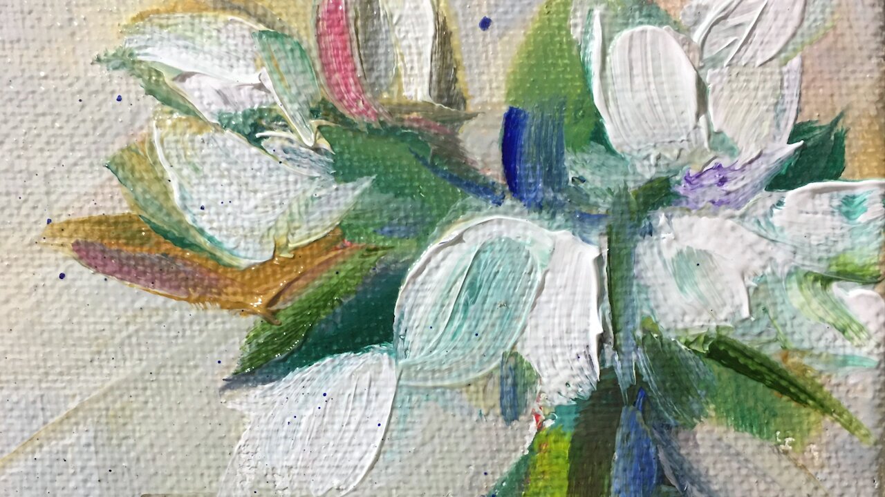 Painting Abstract Gardenias oil painting video.