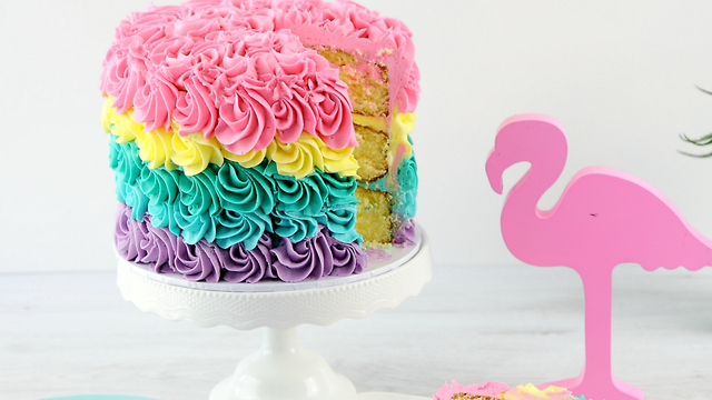 Rainbow rosette cake