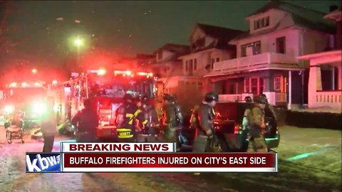 Four Buffalo firefighters taken to the hospital during fire on city's east side