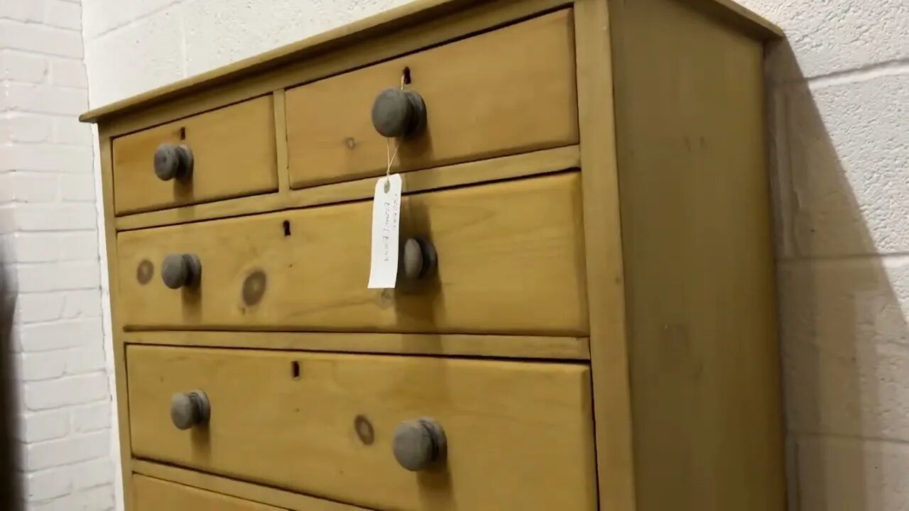 Victorian Pine 2 Over 3 Chest Of Drawers Bun Feet (Y6258C) @PinefindersCoUk