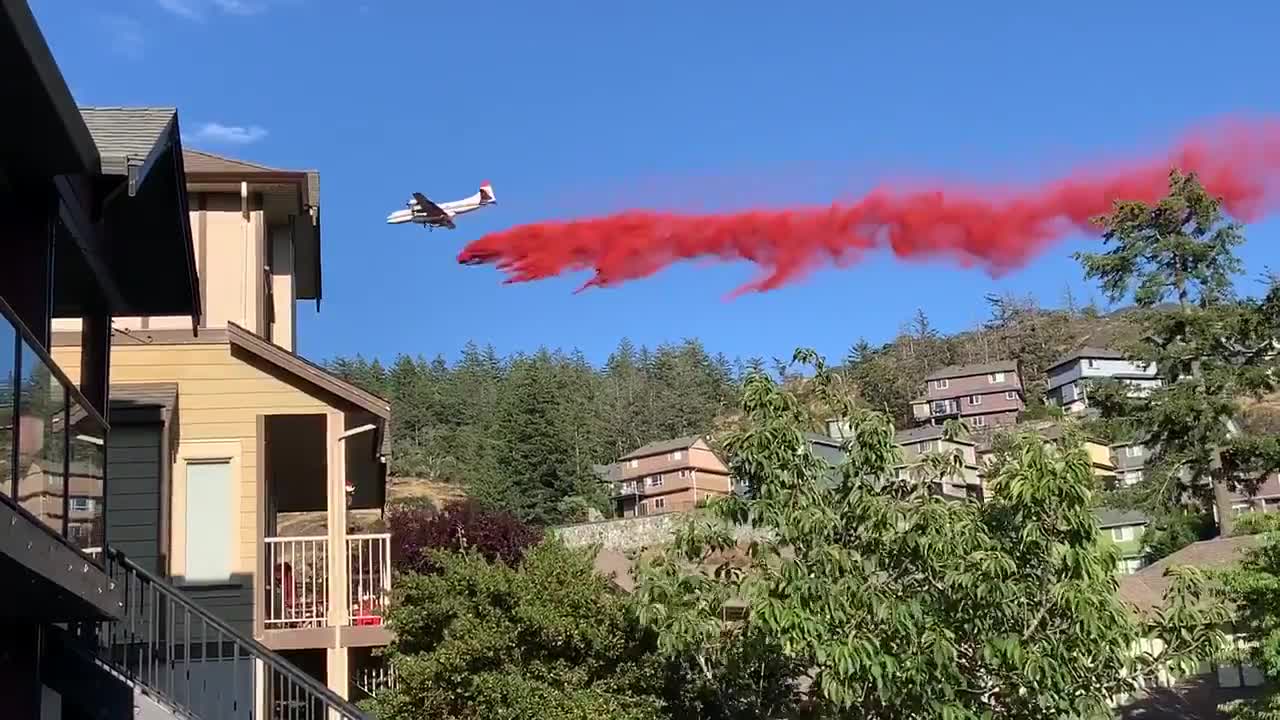 Airplane attempts to put out fire on top of Mill Hill Park in UK