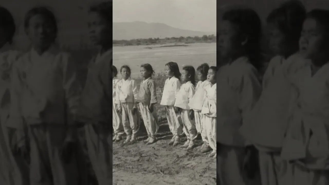 100년 전 사진에 남아있는 한국인 미국과 한국 국기를 든 아이들(고아?) 의 행렬, 가게가 있는 거리 풍경 #shorts