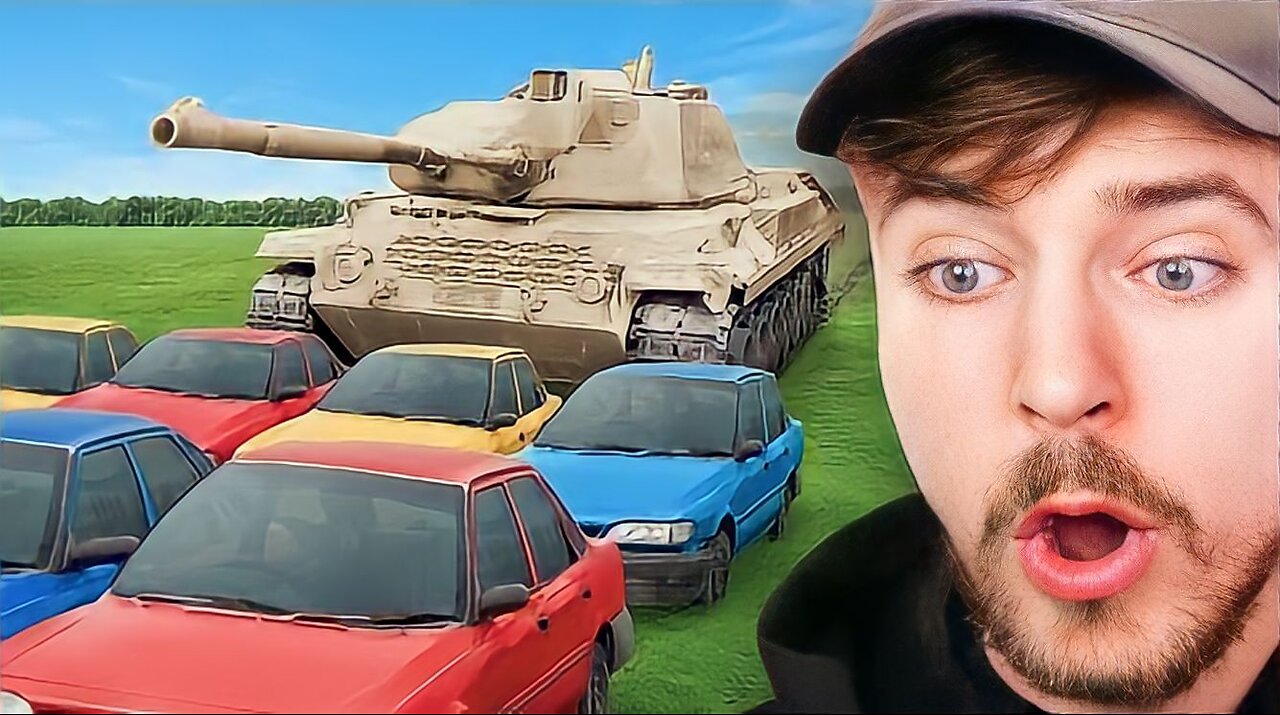 1 Tank vs 10 Cars!