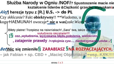 Służba Narody w Ogniu /NOF/? Spustoszenie macie nie kształcenie liderów &Ciężkość grzechu wyzyskania