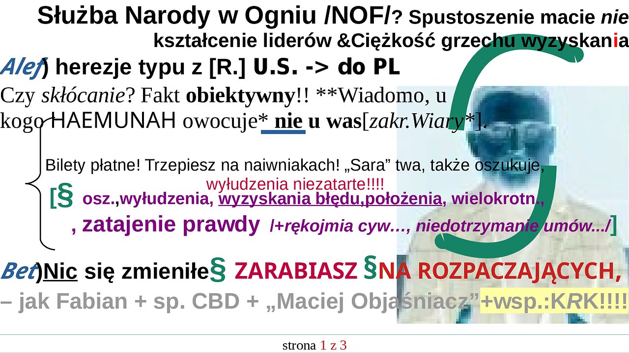 Służba Narody w Ogniu /NOF/? Spustoszenie macie nie kształcenie liderów &Ciężkość grzechu wyzyskania