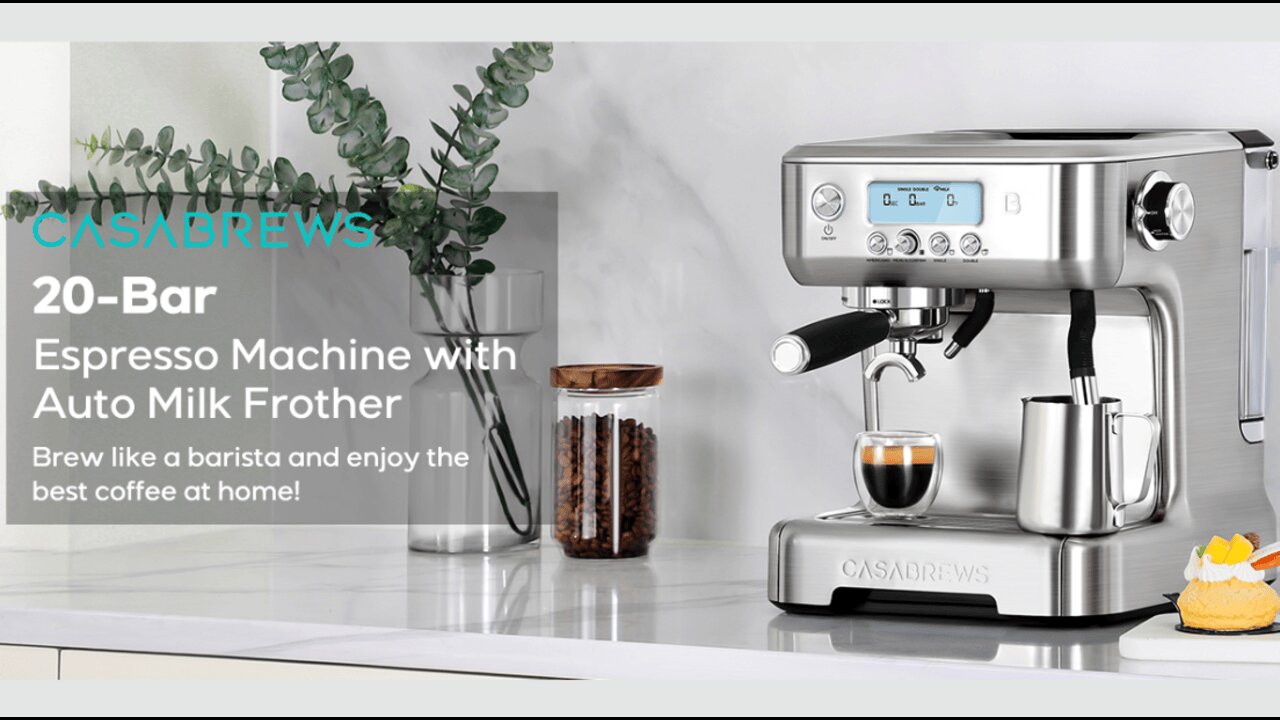 CASABREWS Espresso Machine with Automatic Milk Frother, 20 Bar Espresso Maker