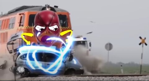 Train Crash | Monster Trains Crush Cars on Railroad - Woa Doodland