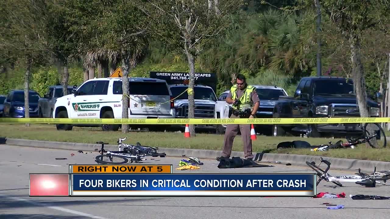 Four bicyclists in critical condition after being struck by car in Venice