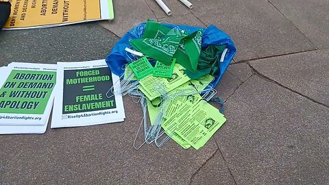 protesters setting up for a pro-choice movement for women