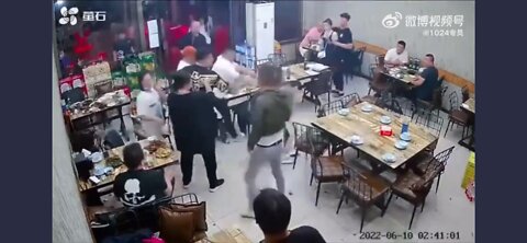 several chinese men brutalize woman in TangShan