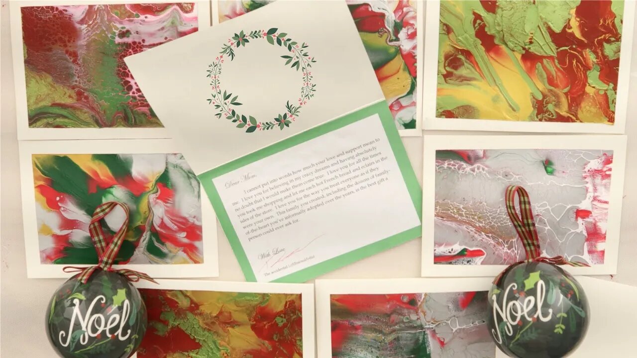 Acrylic Pour Cards - Learn to make acrylic pour Christmas cards